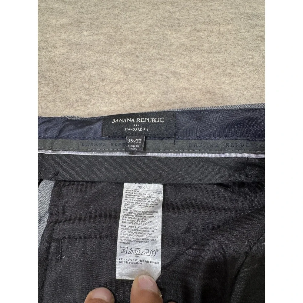 Banana Republic Pants Mens 35x32 Gray Standard Fit Herringbone Dress Pants‎